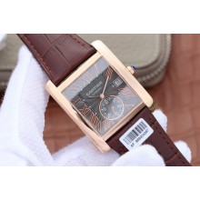 Replica Cartier Tank MC Gray Textured Dial Brown leather strap WJ01295