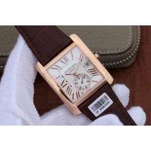 Replica Cartier Tank MC White Dial Mark Brown Leather Strap Cartier WJ00716