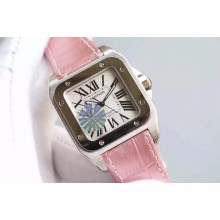 Replica High Quality Cartier V6 Santos 100 W20126X8 36mm White Dial Black Leather Strap WJ00727