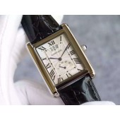 Best Quality Replica Cartier Tank W1560003 White Textured Black Leather Strap WJ00350