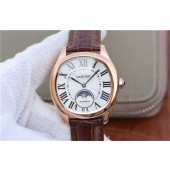 Cartier Drive de Cartier White Textured Dial Leather Strap WJ00354