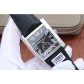 Cartier Tank MC Black Textured Dial Black Leather Strap WJ01081