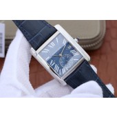 Cartier Tank MC Blue Textured Dial Blue Leather Strap WJ01171