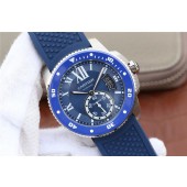 Copy Luxury Cartier J Calibre De Cartier Diver Blue Dial Blue Rubber Strap Cartier WJ00168