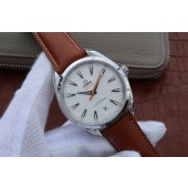 Copy Omega Aqua Terra Master White Textured Dial Orange Hands Leather Omega WJ00613