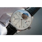 Fake AAAAA IWC TF Portuguese Tourbillon IW5046 White Dial Leather Strap IWC WJ01160