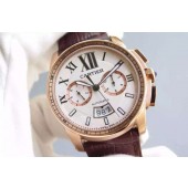 Fake Cartier Cartier Calibre de Cartier Chronograph White Dial WJ01325