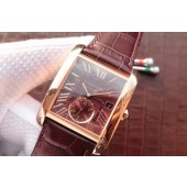 Fake Cartier Tank MC Brown Dial Mark Brown Leather Strap Cartier WJ00076