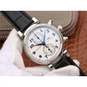 High Quality IWC Da Vinci Chrono IW3934 White Dial Blue Markers Black Leather Strap WJ00491