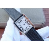 Imitation Hot Cartier Tank Solo White Dial Black Leather Strap Ronda Quartz WJ00072