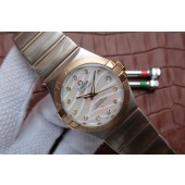 Imitation Omega V6 Constellation Diamonds Bezel Bezel White Textured Dial Omega WJ00049