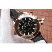 Knockoff Omega Planet Ocean Master Chronometer Black Bezel Black Dial Leather Omega WJ01267