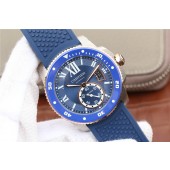 Luxury Cartier J Calibre De Cartier Diver Blue Dial Mark Blue Rubber Strap Cartier WJ00269