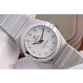 Omega V6 Constellation 27mm White Textured Dial Diamonds Bezel Bracelet Ronda Quartz WJ00306