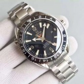 Replica Omega Planet Ocean GMT Black Dial Silver Markers Bracelet Omega WJ00860