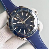 Replica Omega Planet Ocean GMT Blue Dial Silver Markers Blue Rubber Strap Omega WJ01321